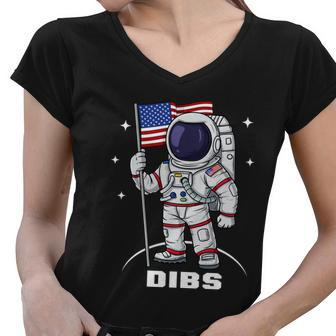 4Th Of July Astronaut Usa American Flag Funny Patriotic Women V-Neck T-Shirt - Monsterry AU