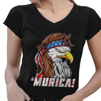 4Th Of July Eagle Mullet Murica American Flag Usa Merica Cute Gift Women V-Neck T-Shirt - Monsterry UK