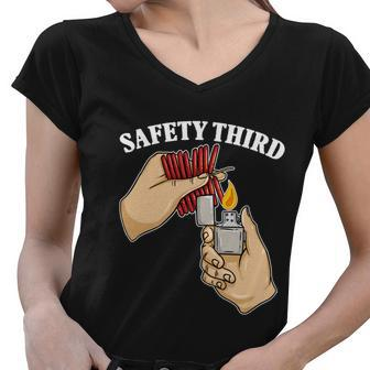 4Th Of July Firecracker Safety Third Funny Fireworks Gift Women V-Neck T-Shirt - Monsterry