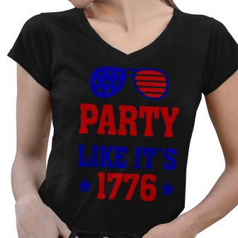 4Th Of July Party Like Its 1776 Sunglass Women V-Neck T-Shirt - Monsterry DE
