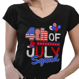 4Th Of July Squad Hat Patriotic Proud American Women V-Neck T-Shirt - Thegiftio UK