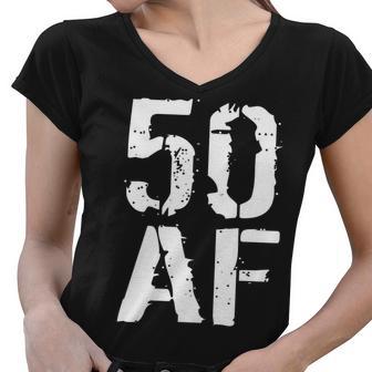 50 Af 50Th Birthday Women V-Neck T-Shirt - Monsterry