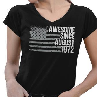 50 Year Old Awesome Since August 1972 Gifts 50Th Birthday Women V-Neck T-Shirt - Thegiftio UK