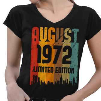 50 Years Old Vintage Awesome Since August 1972 50Th Birthday Women V-Neck T-Shirt - Thegiftio UK