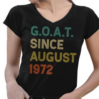 50Th Birthday 50 Years Old Goat Since August 1972 Women V-Neck T-Shirt - Thegiftio UK