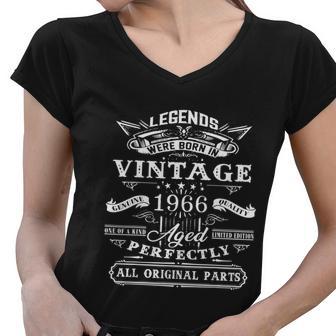 56Th Birthday Vintage Tee For Legends Born 1966 56 Yrs Old Women V-Neck T-Shirt - Monsterry DE