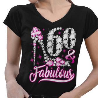 60 Years Old Gifts 60 & Fabulous 60Th Birthday Pink Diamond Women V-Neck T-Shirt - Thegiftio UK
