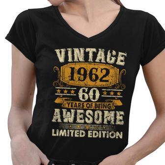 60Th Birthday Gift Vintage 1962 Tshirt V2 Women V-Neck T-Shirt - Monsterry UK