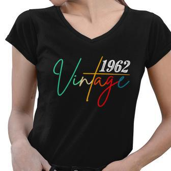 60Th Birthday Gift Vintage 1962 Tshirt Women V-Neck T-Shirt - Monsterry UK