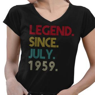 63 Years Old Legend Since July 1959 63Rd Birthday Gifts Women V-Neck T-Shirt - Seseable