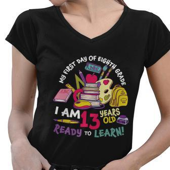 8Th Grade Back To First Day Of School Graphic Plus Size Shirt For Teacher Studen Women V-Neck T-Shirt - Monsterry CA