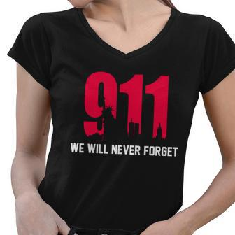 9-11 We Will Never Forget Women V-Neck T-Shirt - Monsterry DE