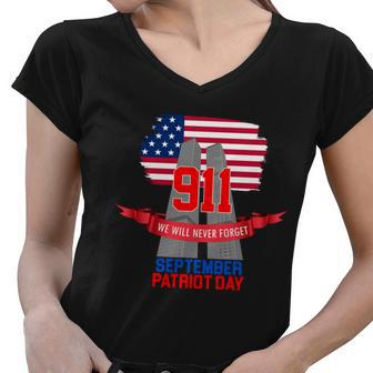 911 We Will Never Forget September 11Th Patriot Day Women V-Neck T-Shirt - Monsterry AU
