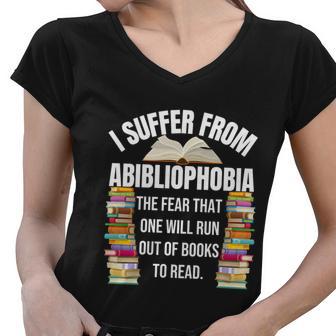 Abibliophobia Funny Reading Book Lover Bookworm Reader Nerd Cool Gift Women V-Neck T-Shirt - Monsterry UK