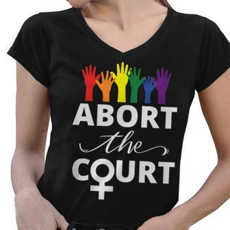 Abort The Court Women V-Neck T-Shirt - Seseable