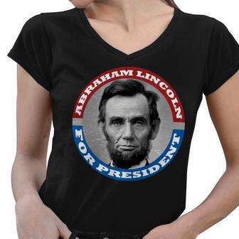 Abraham Abe Lincoln For President Retro Tshirt Women V-Neck T-Shirt - Monsterry