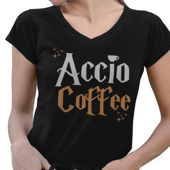 Accio Coffee Women V-Neck T-Shirt - Monsterry