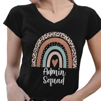 Admin Squad Rainbow Leopard Administrative Team Office Meaningful Gift Women V-Neck T-Shirt - Monsterry