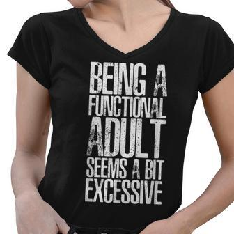 Adult-Ish Adulting | 18Th Birthday Gifts | Funny Sarcastic Women V-Neck T-Shirt - Seseable