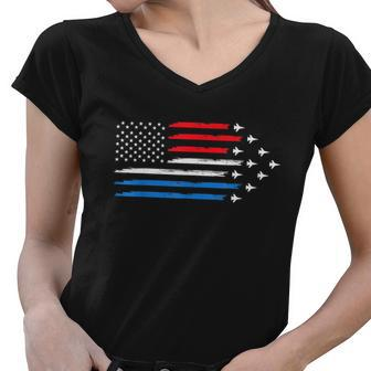 Air Force Us Veterans 4Th Of July Shirt American Flag Women V-Neck T-Shirt - Monsterry DE