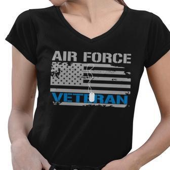 Air Force Veteran Flag Women V-Neck T-Shirt - Monsterry UK