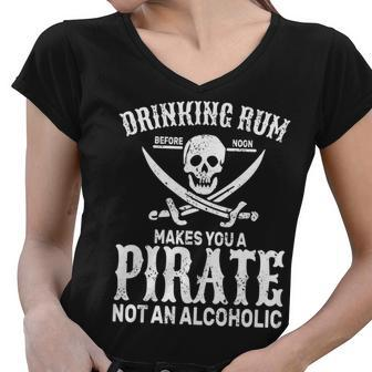 Alcoholic Pirate Women V-Neck T-Shirt - Monsterry