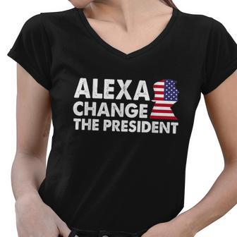 Alexa Change The President Funny Anti Joe Biden Tshirt Women V-Neck T-Shirt - Monsterry UK