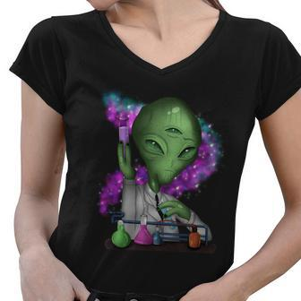 Alien Science Ufo Women V-Neck T-Shirt - Monsterry
