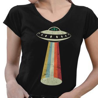 Alien Vintage Ufo Space Ship Tshirt Women V-Neck T-Shirt - Monsterry UK