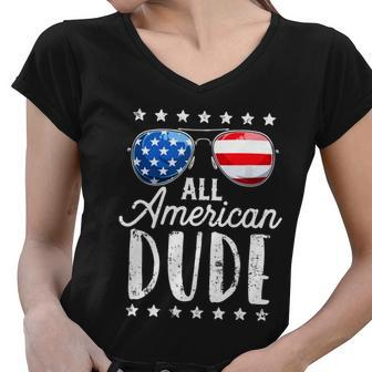 All American Dude 4Th Of July Boys Kids Sunglasses Family Women V-Neck T-Shirt - Monsterry AU