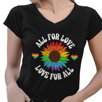 All For Love Love For All Lgbt Gay Pride Ally Lesbian Pride Month Graphic Design Printed Casual Daily Basic Women V-Neck T-Shirt - Thegiftio UK