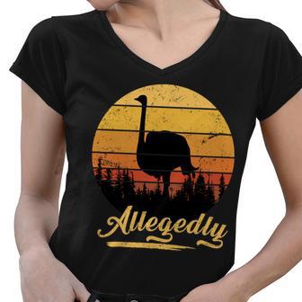 Allegedly Ostrich Retro Tshirt Women V-Neck T-Shirt - Monsterry