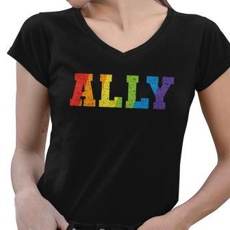 Ally Rainbow Lgbt Ally Gay Pride Parades Lgbt Awareness Graphic Design Printed Casual Daily Basic Women V-Neck T-Shirt - Thegiftio UK