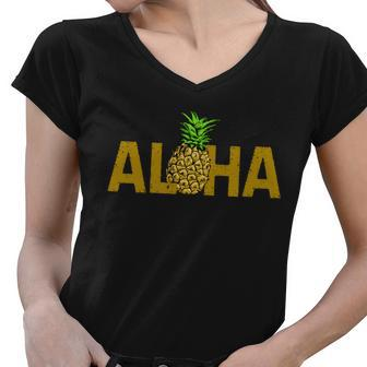 Aloha Summer Pineapple Women V-Neck T-Shirt - Monsterry AU