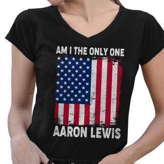 Am I The Only One Aaron Lewis Distressed Usa American Flag Women V-Neck T-Shirt - Monsterry AU