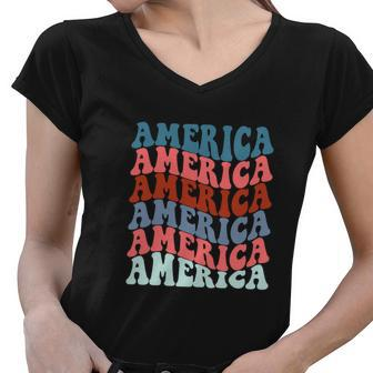 America America Merica Funny 4Th Of July Patriotic Women V-Neck T-Shirt - Monsterry UK