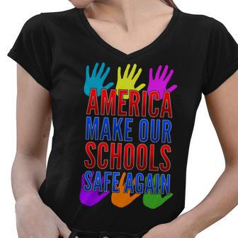 America Make Our Schools Safe Again Tshirt Women V-Neck T-Shirt - Monsterry DE