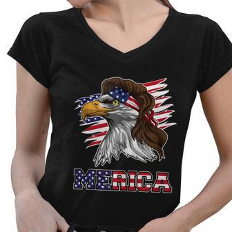 American Bald Eagle Mullet 4Th Of July Funny Usa Patriotic Meaningful Gift Women V-Neck T-Shirt - Monsterry DE
