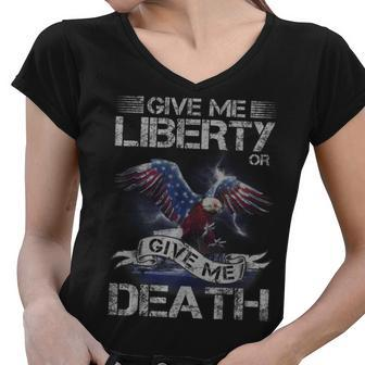 American Eagle Give Me Liberty Or Give Me Death 4Th Of July Women V-Neck T-Shirt - Seseable