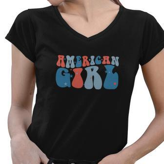 American Girl 4Th Of July 2022 Gift Women V-Neck T-Shirt - Monsterry