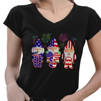 American Gnomes Usa 4Th Of July Women V-Neck T-Shirt - Monsterry AU