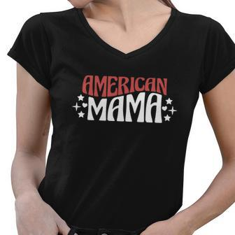 American Mama White 4Th Of July Women V-Neck T-Shirt - Monsterry UK