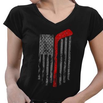 American Team Hockey Usa Flag Tshirt Women V-Neck T-Shirt - Monsterry