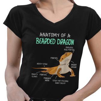 Anatomy Of A Bearded Dragon Bearded Dragon Lizard Pogona Reptile Women V-Neck T-Shirt - Monsterry UK