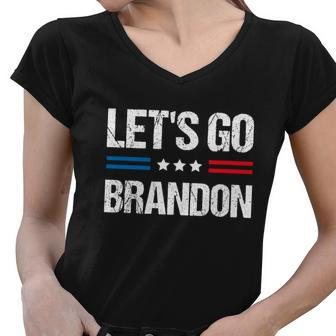 Anti Biden Lets Go Brandon Funny Anti Joe Biden Lets Go Brandon Tshirt Women V-Neck T-Shirt - Monsterry