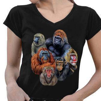 Ape Collage Women V-Neck T-Shirt - Monsterry DE