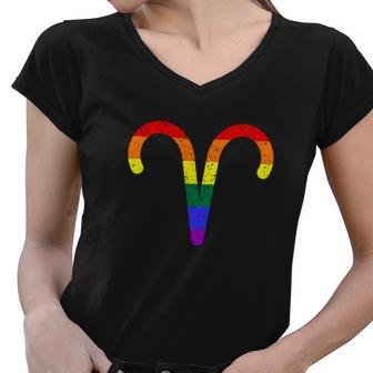 Aries Lgbt Aries Lgbt Pride Aries Lgbt Outfit Gift Women V-Neck T-Shirt - Monsterry AU