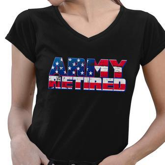 Army Retired V2 Women V-Neck T-Shirt - Monsterry