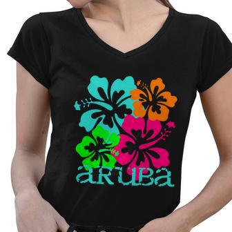 Aruba Island Beach Tropical Paradise Travel Surf Ocean Vacay Meaningful Gift Women V-Neck T-Shirt - Monsterry UK