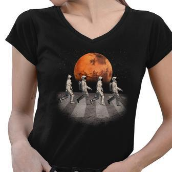 Astronauts Occupy Mars Crosswalk Tshirt Women V-Neck T-Shirt - Monsterry CA